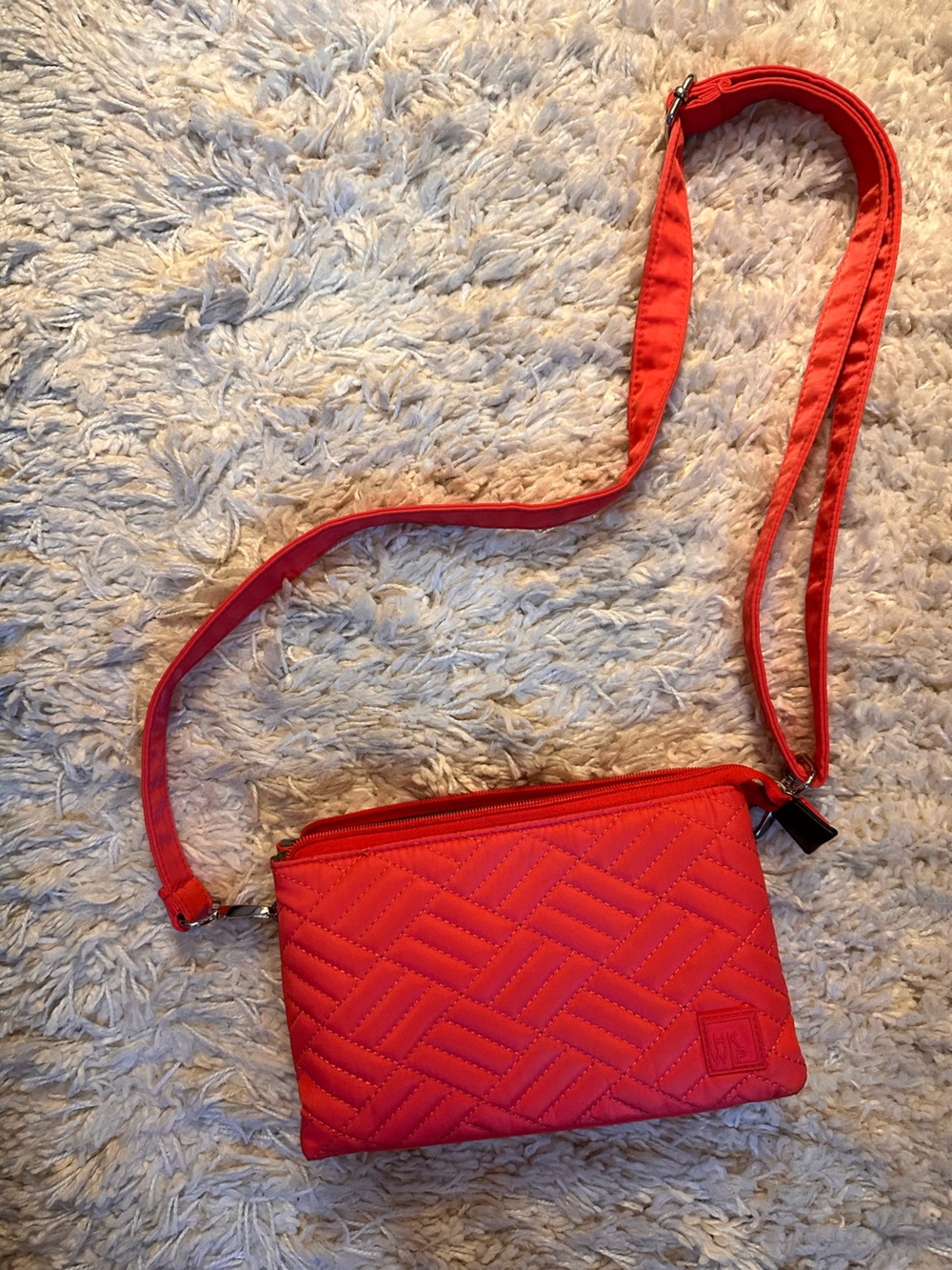 Red Multi-Compartment Crossbody Bag with Adjustable Strap